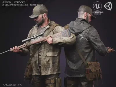 Aiden Stallhart - Character Survival Low-poly 3D model