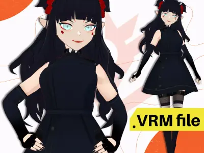 VRM PUNK MILITARY SCIFI UNIFORM ELF CUTE SEXY GIRL GOTH 3D model