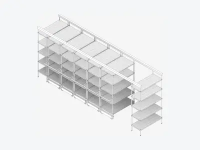 Shelving - Track - Integral - Wire Shelving Low-poly 3D model