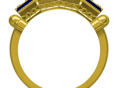 Antique Four Diamond and Baguette Stone Engagement Ring 3D print model
