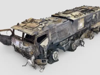 destroyed russian KAMAZ-63968 Typhoon-K MRAP 3D model