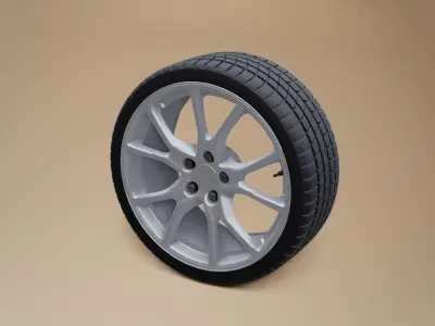 Sports Car Alloy Wheel with Tire Low-poly 3D model