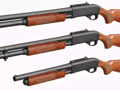 Remington 870 Wood Shotgun Tactical Low-poly 3D model