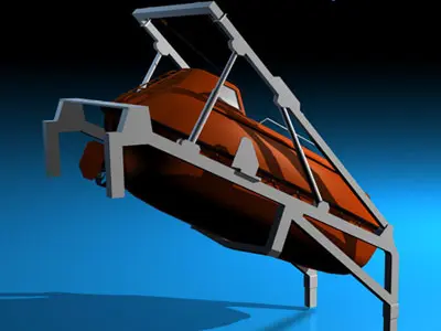 Life boat free fall ramp 3D model