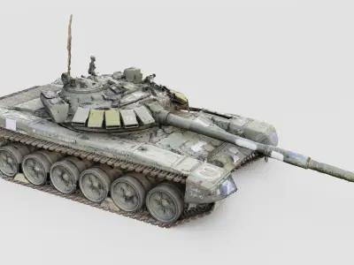 Russian T-90 tank destroyed by Ukrainian army  3D model purchase