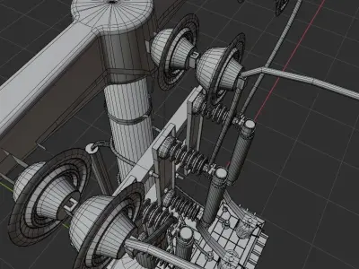 Electric Transformer station on pillar 3D model