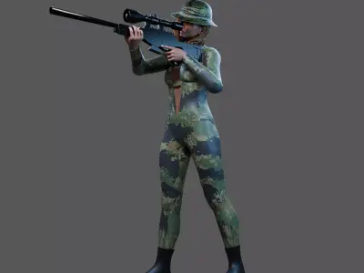 Female Navy Seal Sniper 3D print model