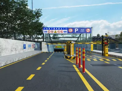 Parking entrance Low-poly 3D model