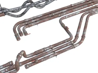Modular Pipes - Rusted Low-poly 3D model