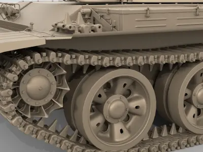 T 72M1 Tank Low-poly 3D model