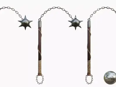 Medival One Ball Flail Low-poly 3D model