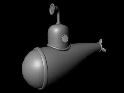 Submarine in ocean 3D model