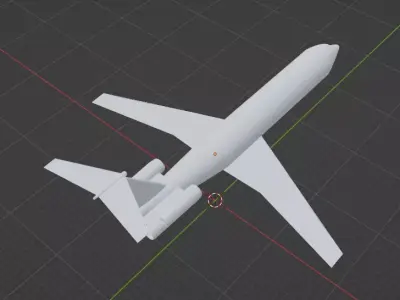 Fictional Twin Rear Engine Jetliner DC-9-40 Inspired series 3D model