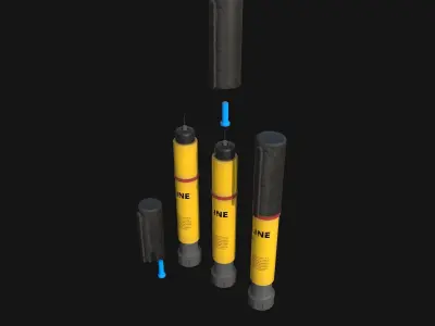 Adrenaline Syringe Low-poly 3D model