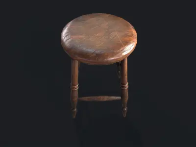 Antique Old Chair Low-poly 3D model