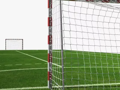 Handball Court Field with Two Goals Green Fur 3D model purchase