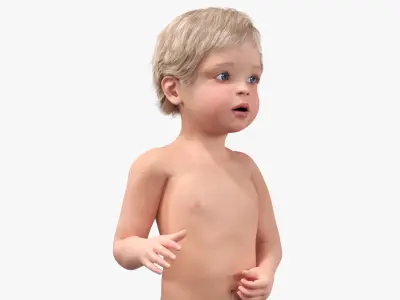 One Year Old Baby Rigged 3D model