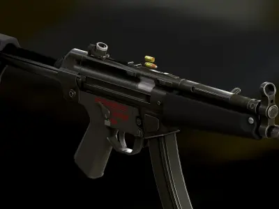 MP5 submachine gun low poly Free low-poly 3D model