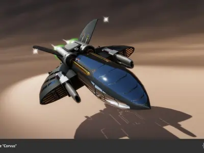 Spaceship Drone Corvus Low-poly 3D model