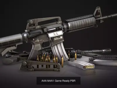 AAA Assault Rifles Game Ready PBR Low Poly 3D Model Pack