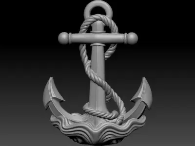Anchor Pendant 3D print model 2