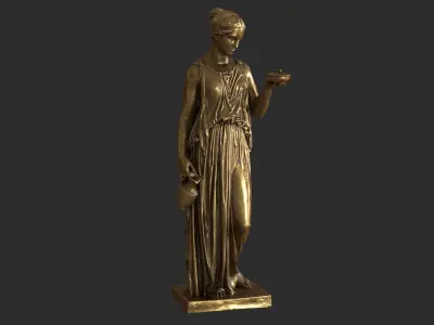 Hebe Statue - Gold Low-poly 3D model