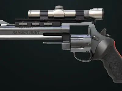 Revolver 04 Silver Model Taurus Raging All PBR Unity UE Textures Low-poly 3D model