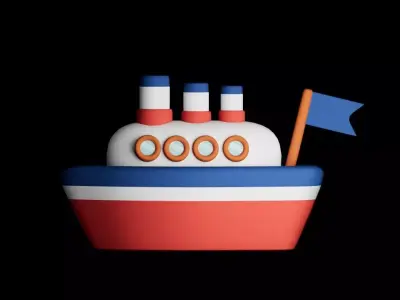 Stylized Cruise Ship Cartoon Cute  Ship  Low-poly 3D model