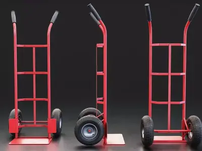 Red Hand Truck Dolly Low-poly 3D model