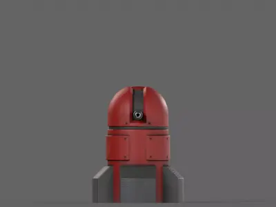 PBR Turret Gun 06 Red Low-poly 3D model