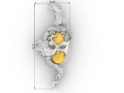 Lady Peacock Venetian Carnival Mask pendant 3D print model