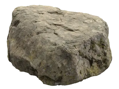  Lightly Mossy Smooth Large Rock Boulder Model 