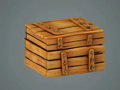 chest box crate coffer packing case crystals crystall gem jewel 3D model