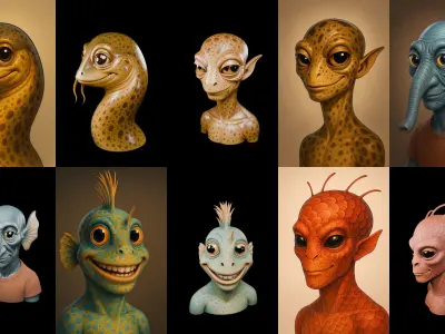 Head Fish bundle 4 pack 100 glb 3D model