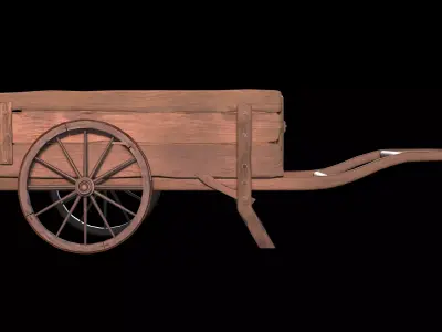 Medieval Wooden Cart  Game Ready Environment Prop Low-poly 3D model