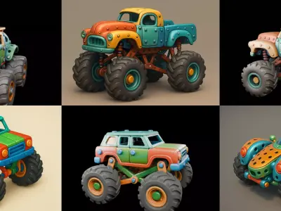 Monster Truck bundle 2 pack 100 glb 3D model