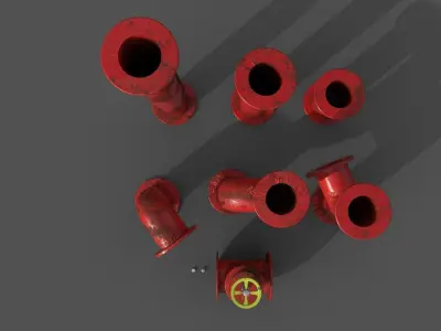 Pipes collection set of pipe fittings Low-poly 3D model