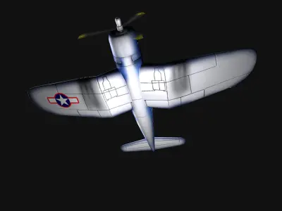 Low-poly F4U fighter plane flying Free low-poly 3D model