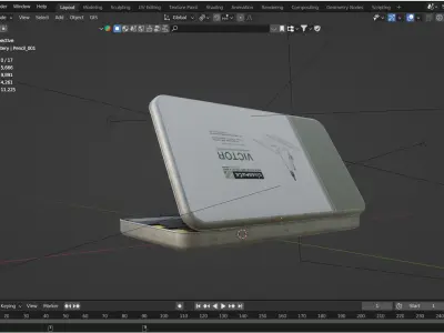 Pencil Box 3D Model Low-poly 3D model