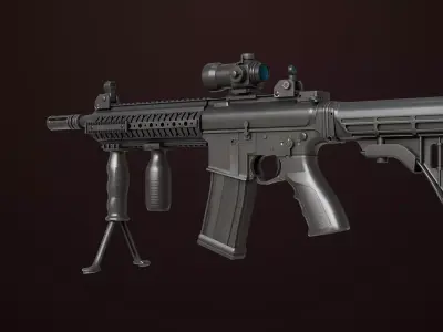 Machine Gun 17 Black Rigged All PBR Unity UE Textures  Low-poly 3D model