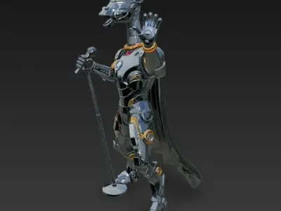 Iron Giraffe Concert Star Futuristic Armored Vocalist  3D model