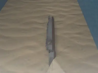 Shipwerck sinking ship in desert Low-poly 3D model