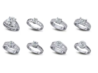 Various Collection of Vintage Antique Ladies Rings Jewelry 3D print model