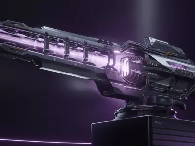 SCI-FI Futuristic Industrial Gimbal Mounted Laser Rail Weapon 3D model