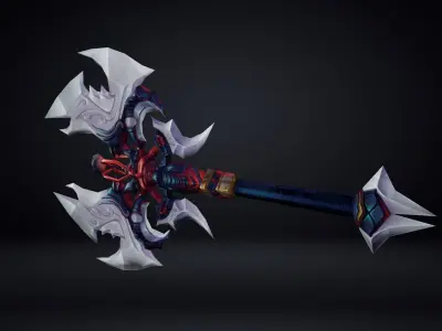 Futuristic Axe Low-poly 3D model 4