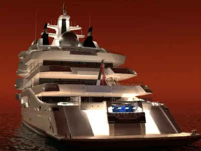 Amadea Superyacht Night Scene 3D model