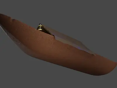 Wooden Old Canoe 3D model