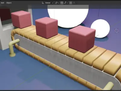 3D factory model  rollar belt  boxes  Conveyor System Low-poly 3D model