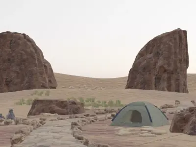 Desert Settlement Aerial View 3D model