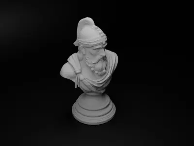 Scandinavian Sea Warrior Bust Chess 3D print model get